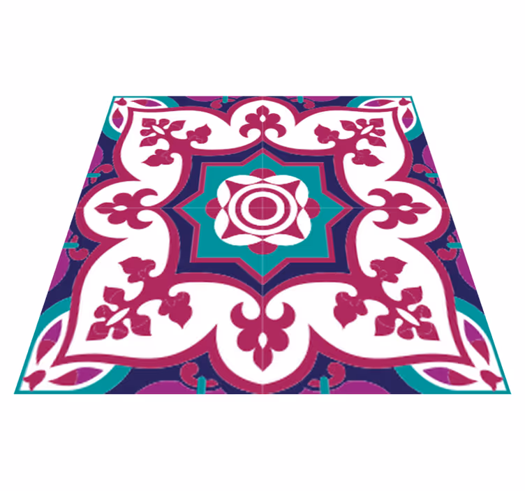 Tapis vinyle salle de bain motif carreaux marocains roses - TenStickers