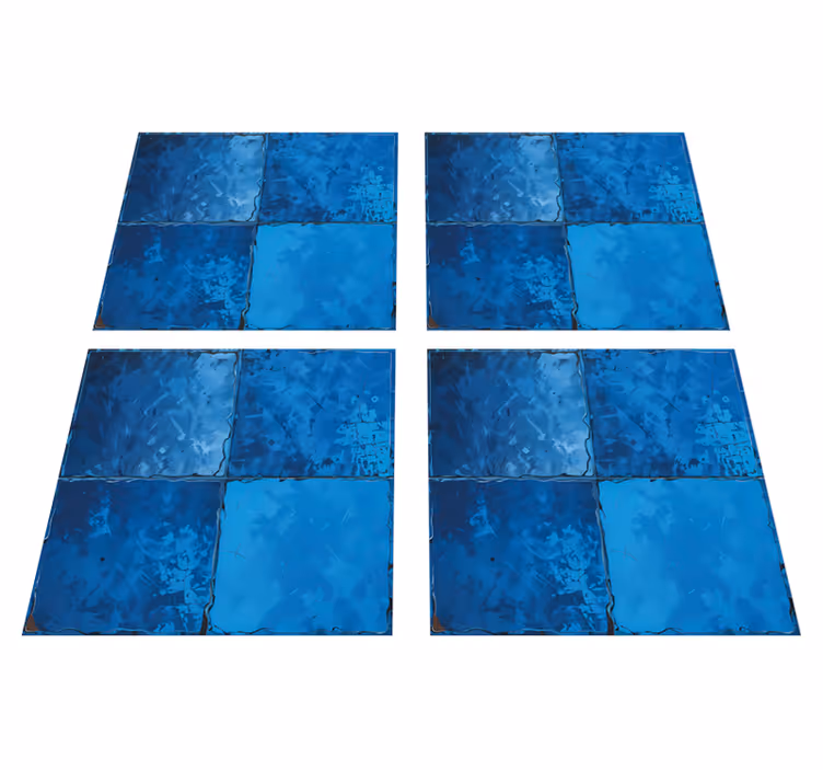 Tapis vinyle salle de bain motif carreaux bleu marine - TenStickers