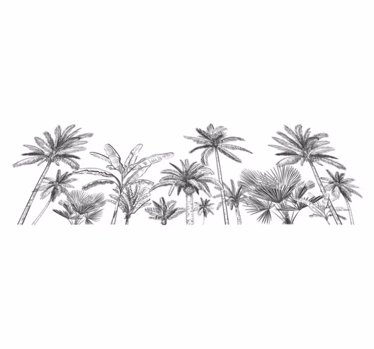Tapis vinyle salle de bain croquis arbres tropicaux - TenStickers