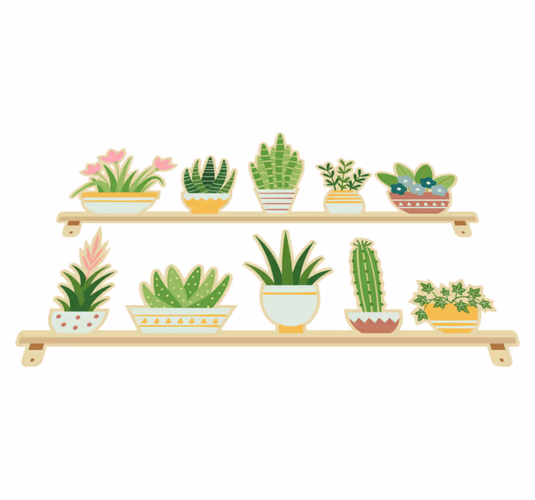 Tapis vinyle cuisine étagère à plantes cactus - TenStickers