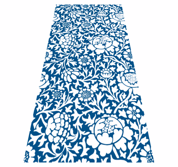 Tapis vinyle cuisine flore marine bleue - TenStickers