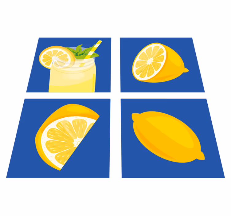 Tapis vinyle cuisine carreaux de jus de citron - TenStickers