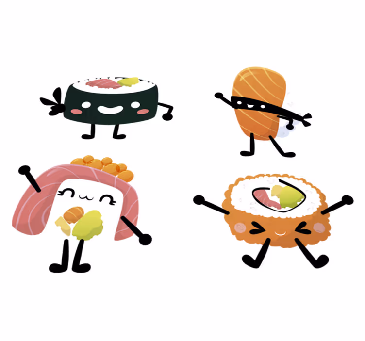 Tapis vinyle cuisine sushi mignon - TenStickers