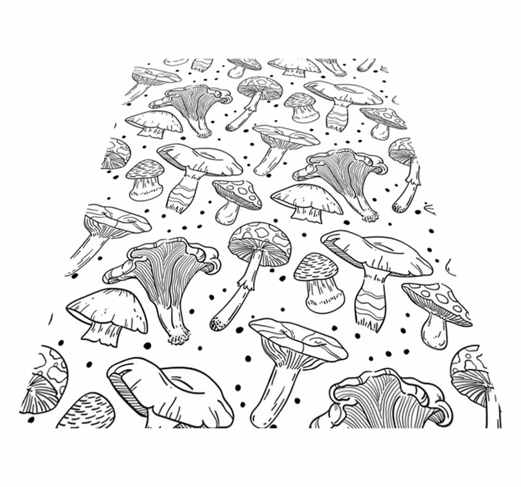 Tapis vinyle cuisine motif champignon dessiné à la main - TenStickers
