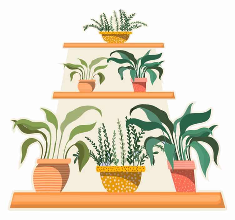 Tapis vinyle cuisine étagère à plantes aquarelle - TenStickers