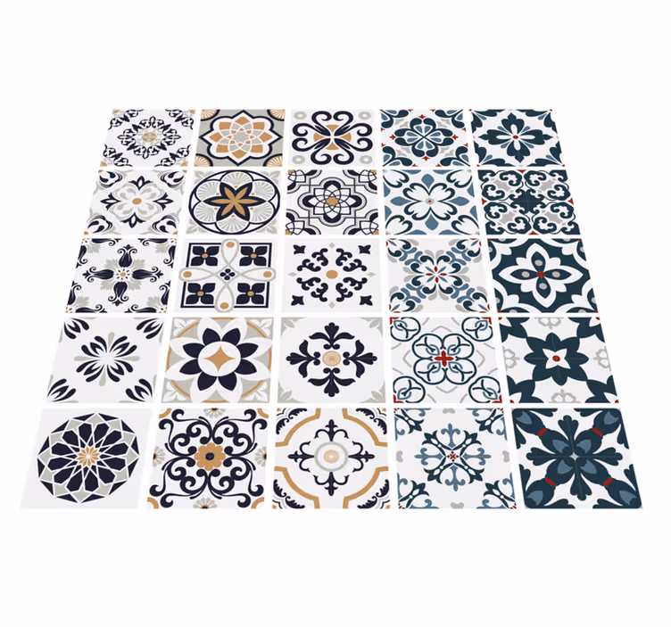 Tapis vinyle cuisine autocollants carreaux vintage - TenStickers