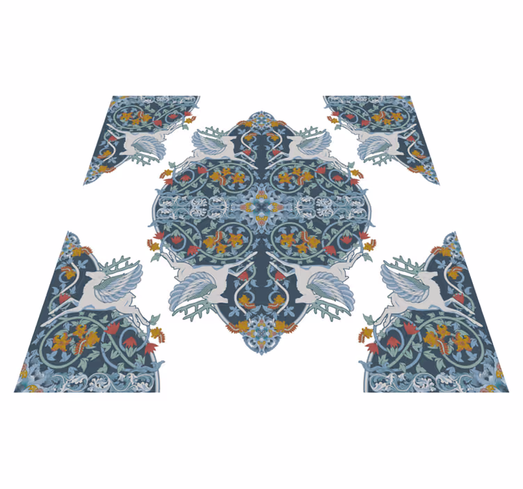 Tapis vinyle cuisine carreaux floraux vintage - TenStickers