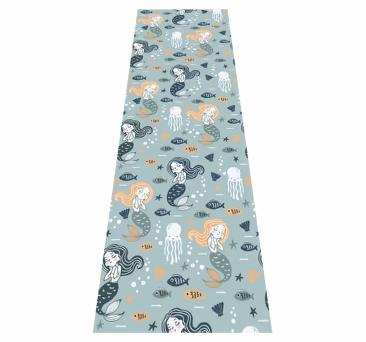 Tapis vinyle chambre motif sirène magique bleue - TenStickers