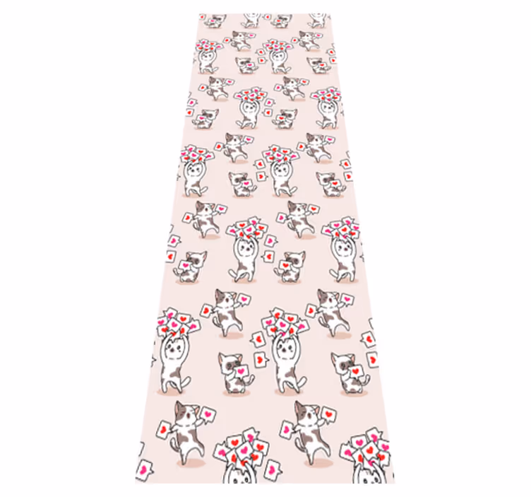 Tapis vinyle chambre motifs de chats avec cœurs - TenStickers
