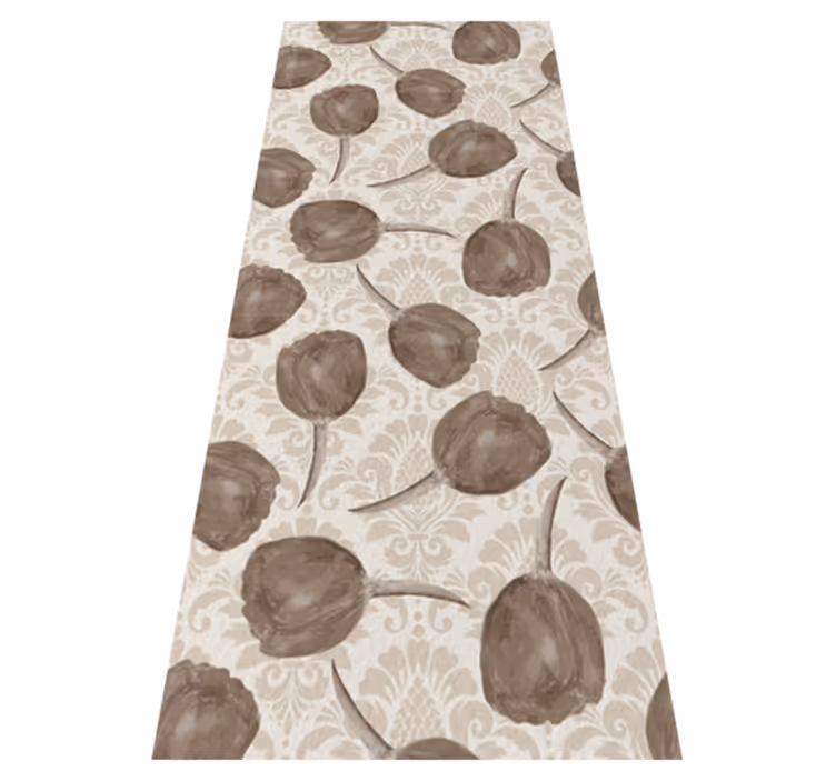 Tapis vinyle chambre motif tulipes grises et acanthes - TenStickers