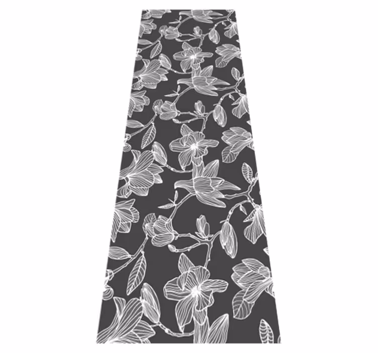 Tapis vinyle chambre magnolias blancs et gris - TenStickers