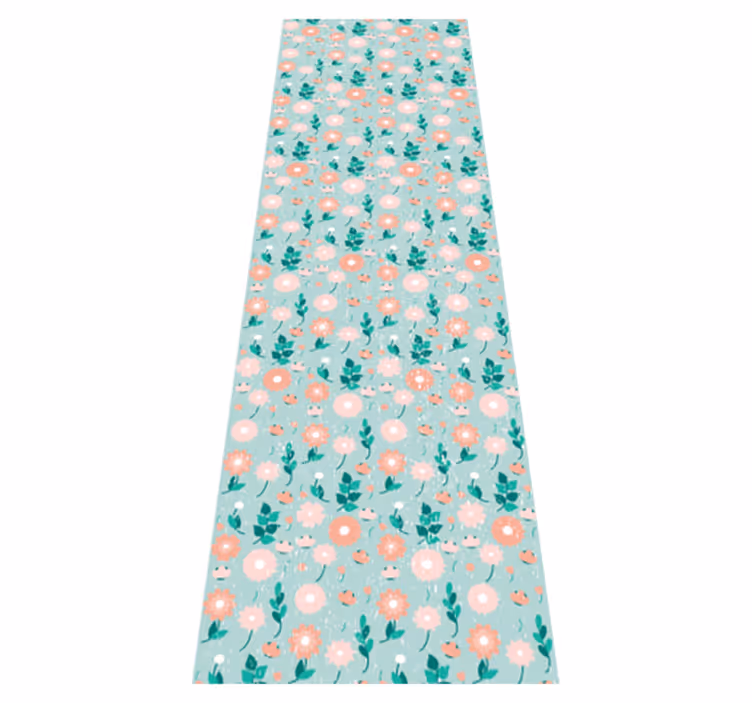 Tapis vinyle chambre fleuri bleu style shabby chic - TenStickers