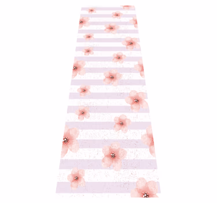 Tapis vinyle chambre style shabby chic rayures roses - TenStickers