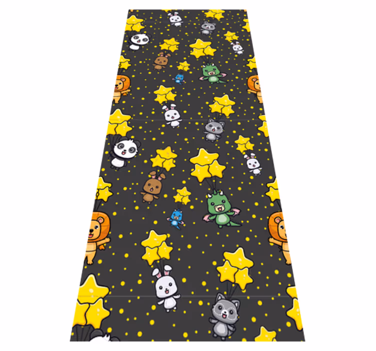 Tapis vinyle chambre animaux mignons sur des ballons - TenStickers