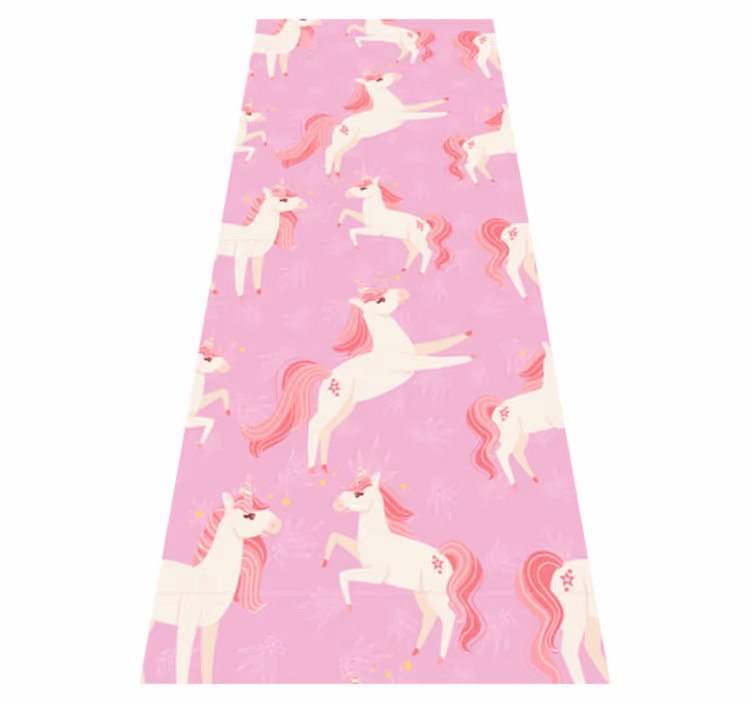 Tapis vinyle chambre licornes pastel avec plantes et fleurs - TenStickers