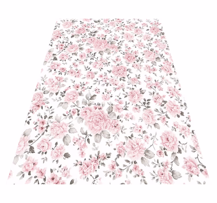 Tapis vinyle chambre design fleurs rétro grandes - TenStickers