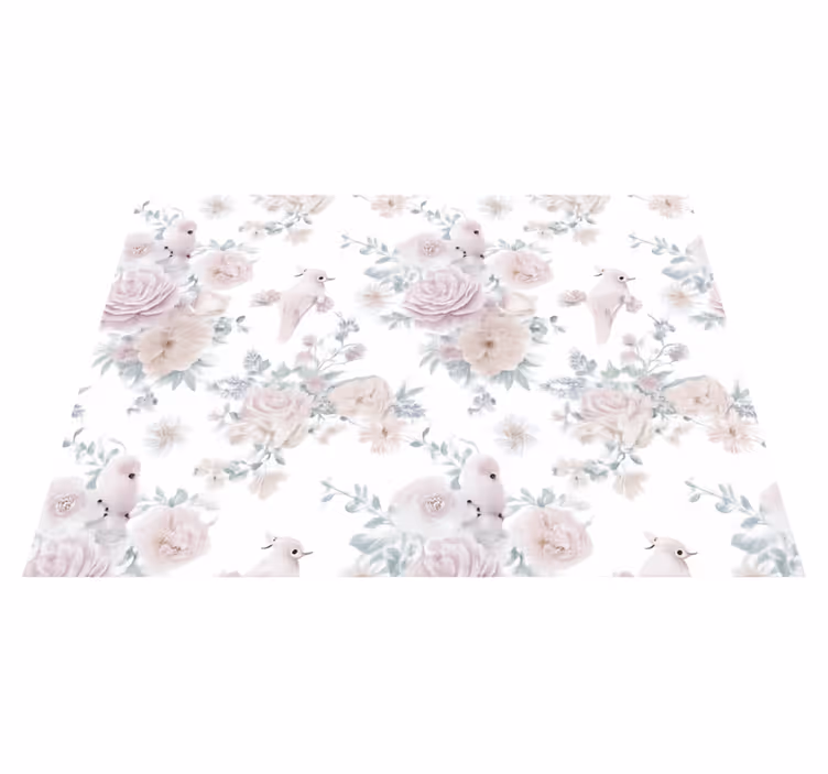Tapis vinyle chambre design fleuri élégant gris - TenStickers