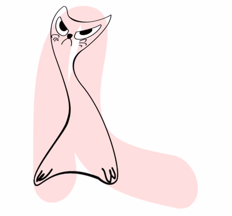 Tapis vinyle chambre chat rose à traits - TenStickers