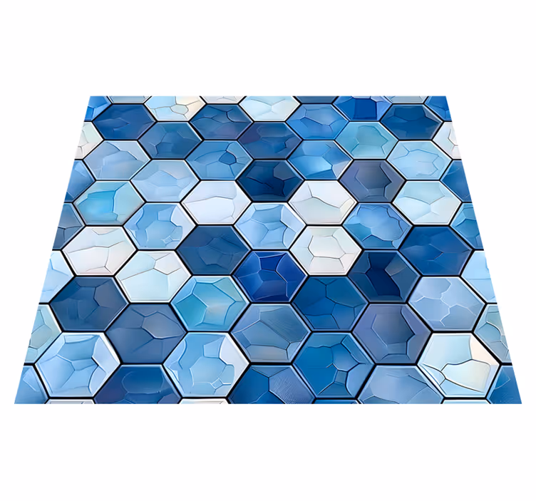 Tapis vinyle bureau effet carreaux bleus - TenStickers