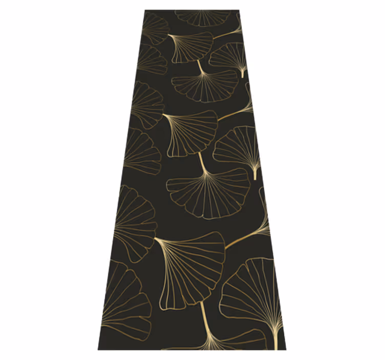 Tapis vinyle bureau feuilles de ginkgo charbon or - TenStickers