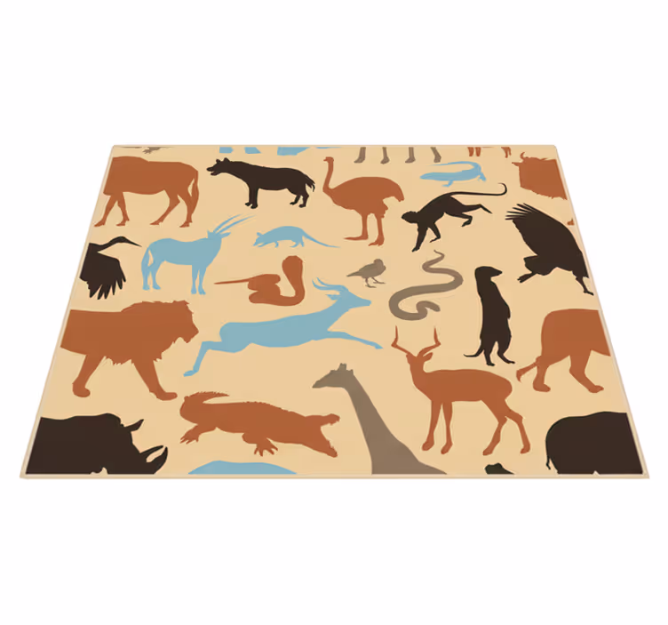 Tapis vinyle chambre animaux de safari silhouette - TenStickers
