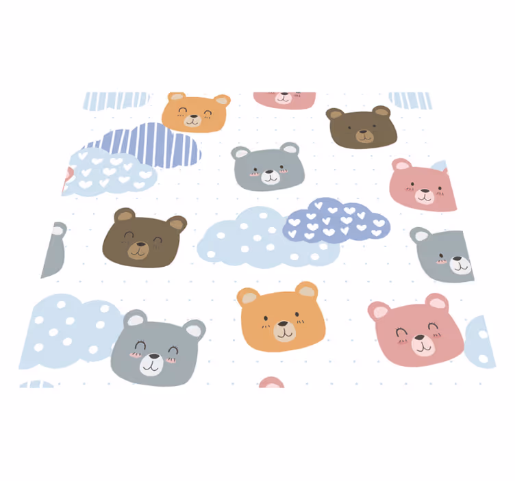 Tapis vinyle chambre ours minimaliste sourire fond blanc - TenStickers