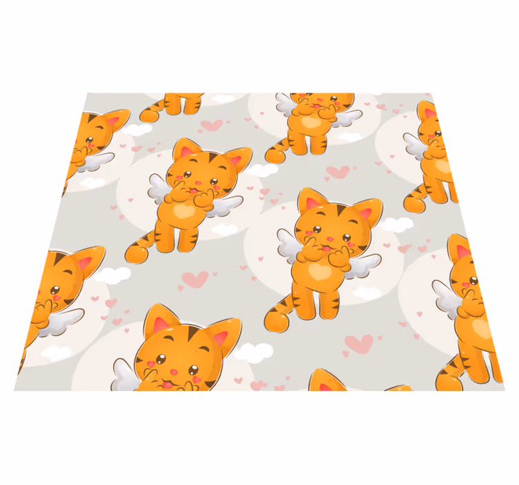 Tapis vinyle chambre adorables chatons volants - TenStickers
