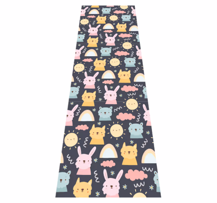 Tapis vinyle chambre animaux pastel et arcs-en-ciel - TenStickers