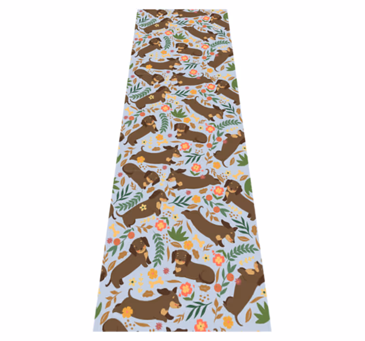 Tapis vinyle chambre motif teckel et fleurs - TenStickers