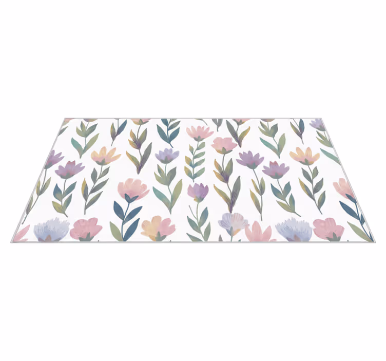 Tapis vinyle chambre autocollant mural fleurs nordiques - TenStickers