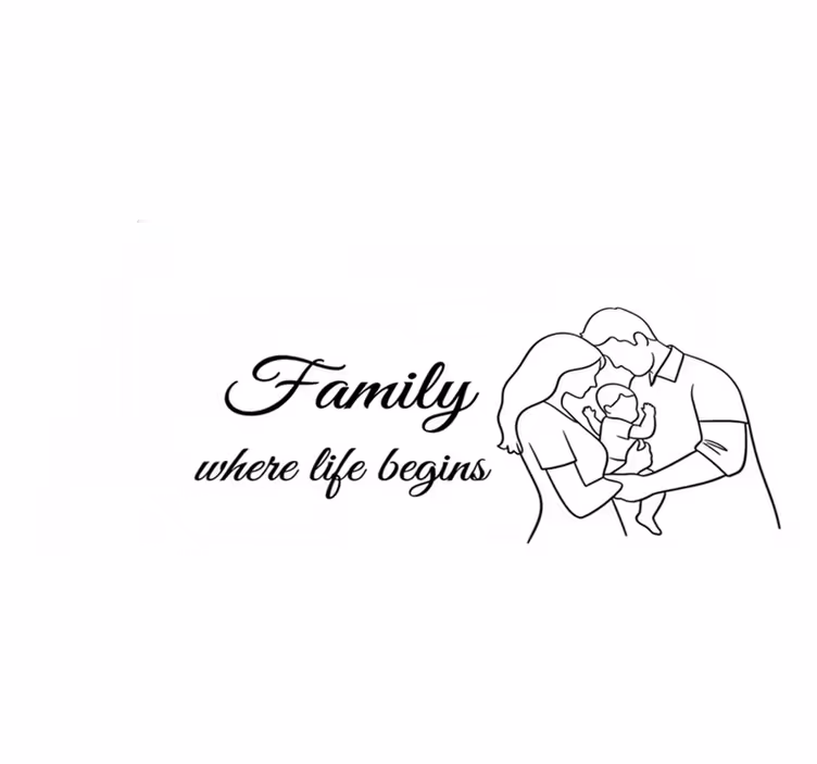 Tapis vinyle chambre famille où la vie commence - TenStickers
