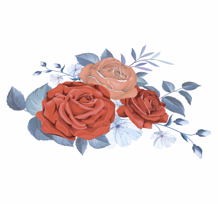 Tapis vinyle chambre fleurs bleues bouquet - TenStickers