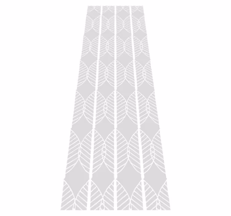 Tapis vinyle nordique ligne blanche de feuilles sur gris - TenStickers