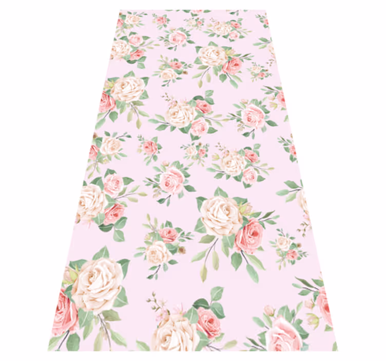 Tapis vinyle nature pivoine rose sur fond gris - TenStickers