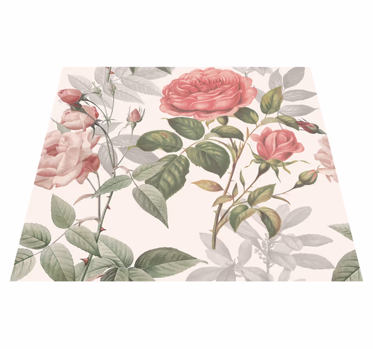 Tapis vinyle nature grandes roses - TenStickers