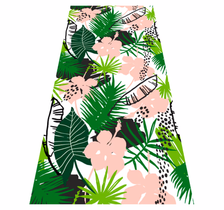 Tapis vinyle nature motifs tropicaux feuilles fleurs - TenStickers
