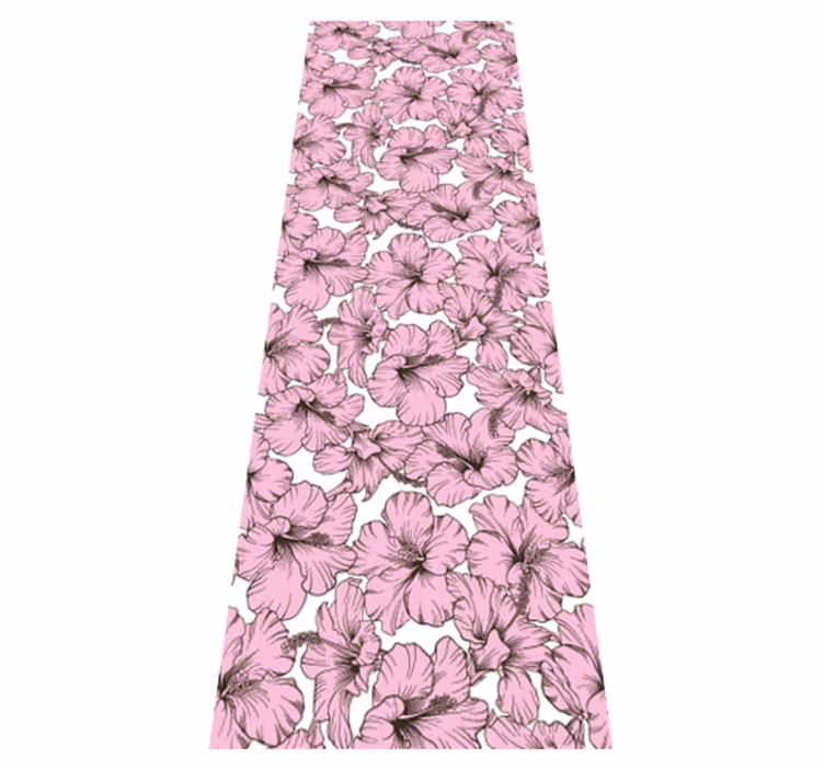 Tapis vinyle nature motif fleur d'hibiscus rose - TenStickers