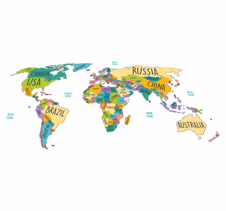 Tapis vinyle carte du monde carte politique - TenStickers