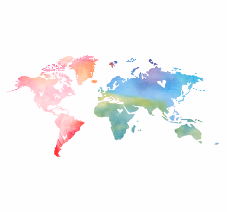Tapis vinyle carte du monde texture aquarelle colorée - TenStickers