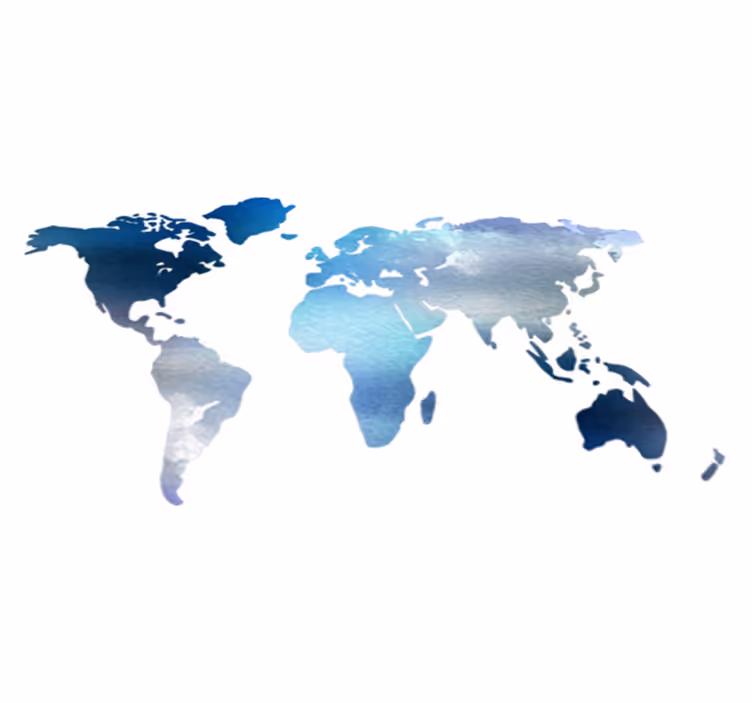 Tapis vinyle carte du monde aquarelle bleue - TenStickers
