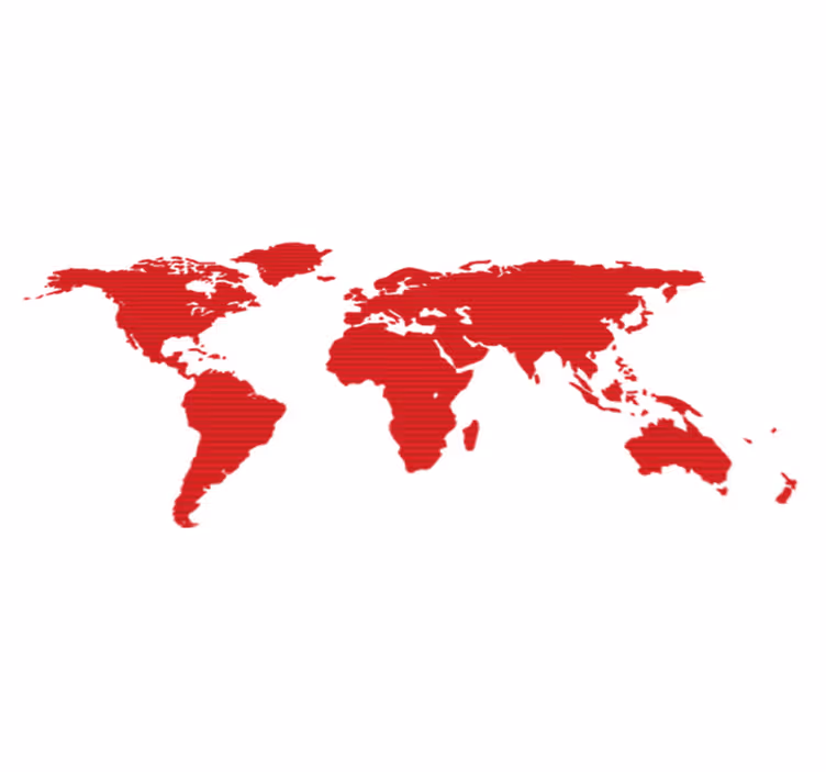 Tapis vinyle carte du monde rouge avec lignes - TenStickers