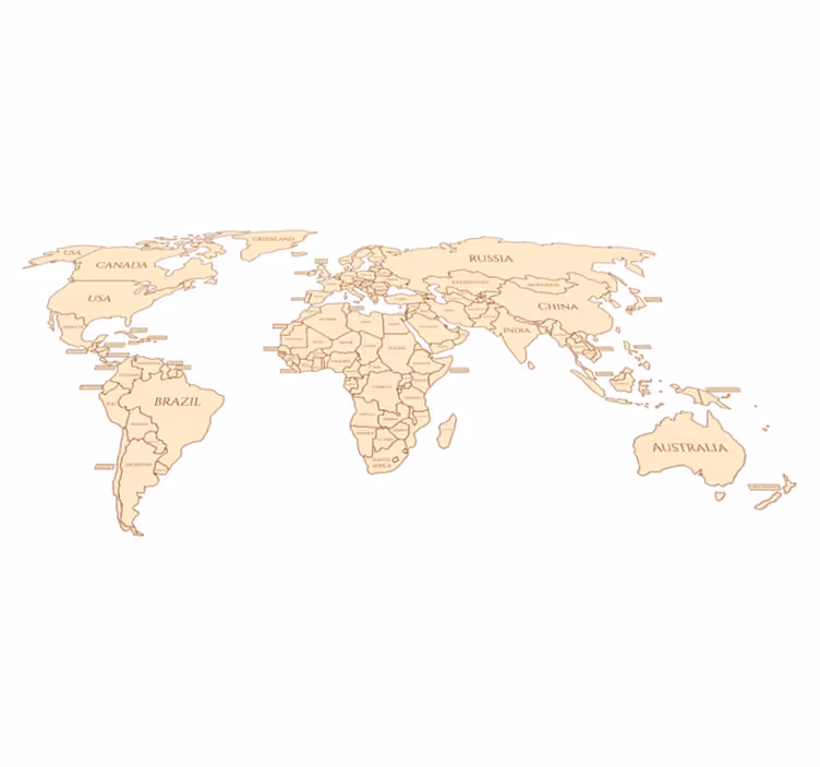 Tapis vinyle carte du monde avec chiffres - TenStickers