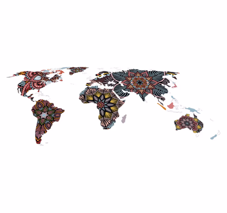 Tapis vinyle carte du monde mandala monde - TenStickers