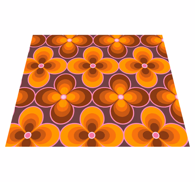 Tapis vinyle rétro motif floral groovy rétro - TenStickers