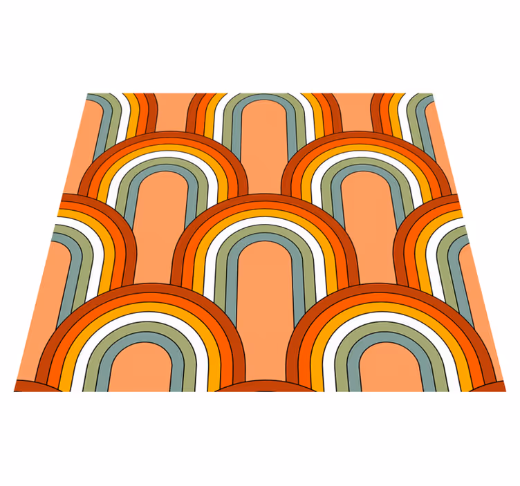 Tapis vinyle rétro motif arc-en-ciel des années 70 - TenStickers