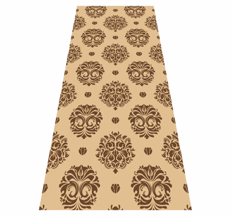 Tapis vinyle rétro style damassé beige vintage - TenStickers