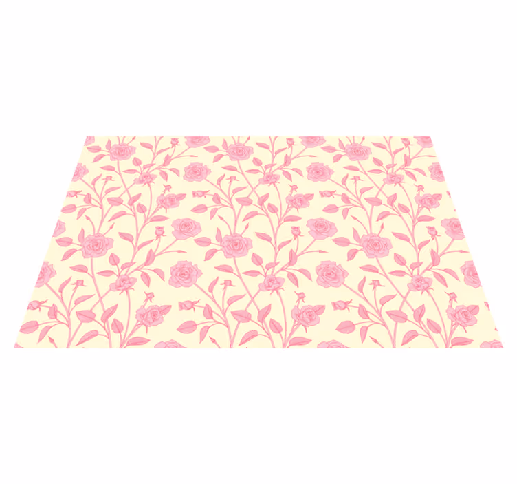 Tapis vinyle rétro petites roses vintage sur fond rose - TenStickers