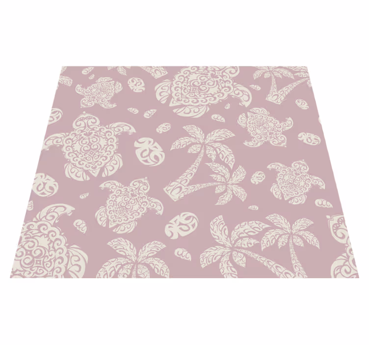 Tapis vinyle animal motif tortue hawaïenne et palmiers - TenStickers