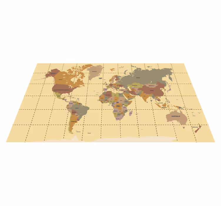 Tapis vinyle carte du monde beige vintage - TenStickers