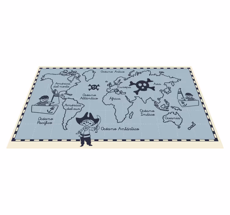 Tapis vinyle carte du monde pirate - TenStickers
